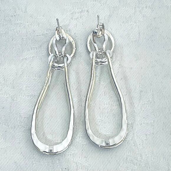 Vtg RLM Studio Robert Lee Morris Hammered Dangle Earrings Silver Tone Modernist - Picture 4 of 6